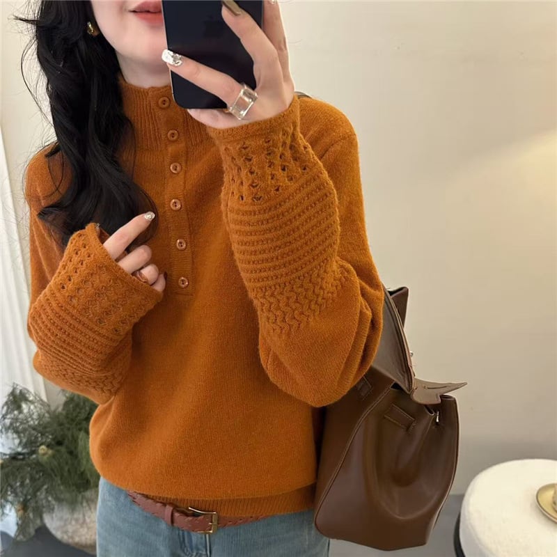 【tops】ハイネックニットトップス Q7709