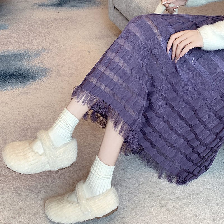 【bottoms】人気アイテム ! カットワークニットスカート　M17463