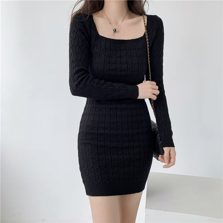 【dress】無地ニットワンピース　M18023