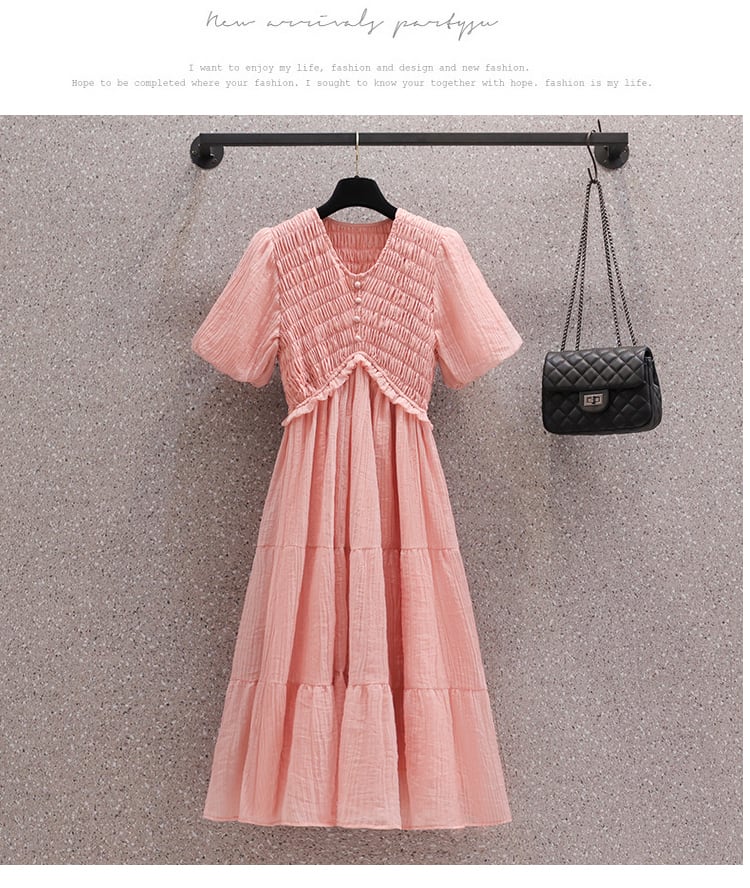 【dress】絶対欲しいVネックデートワンピース着瘦せ　M16958