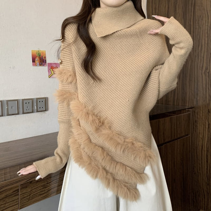 【tops】ファードッキングニットトップス Q7179