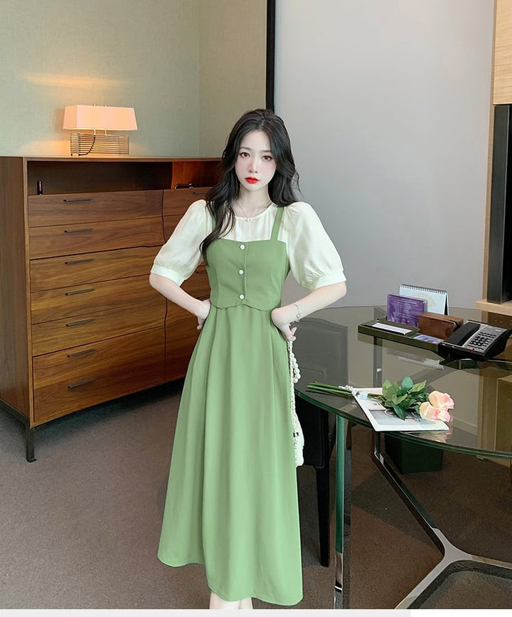 【dress】人気を独占中 エレガント切り替えデートワンピース　M16973