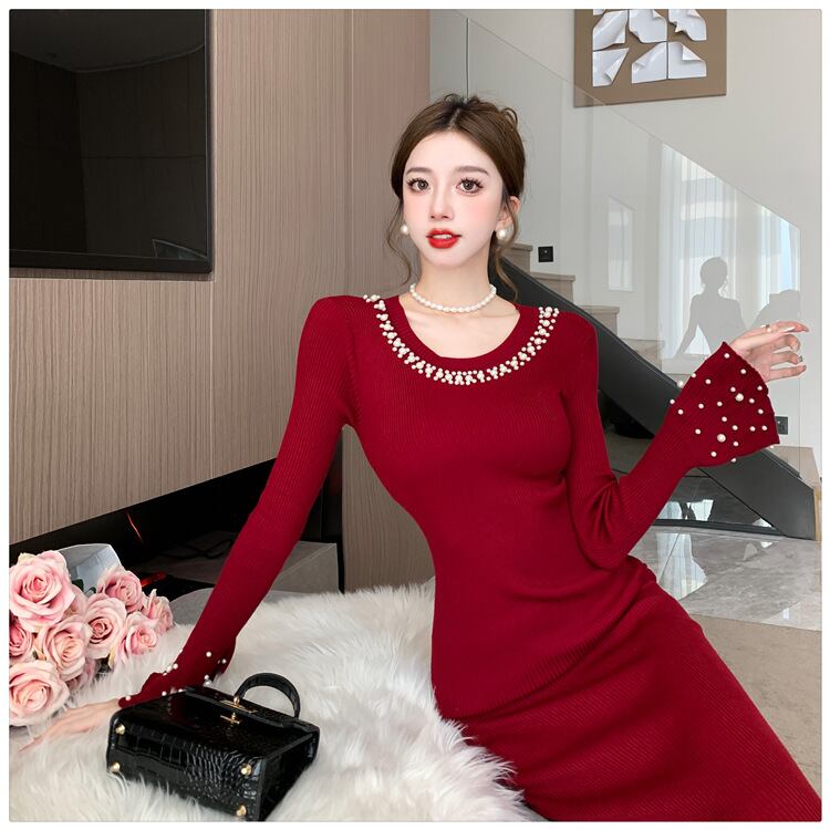 【dress】パールニットワンピース　M27070