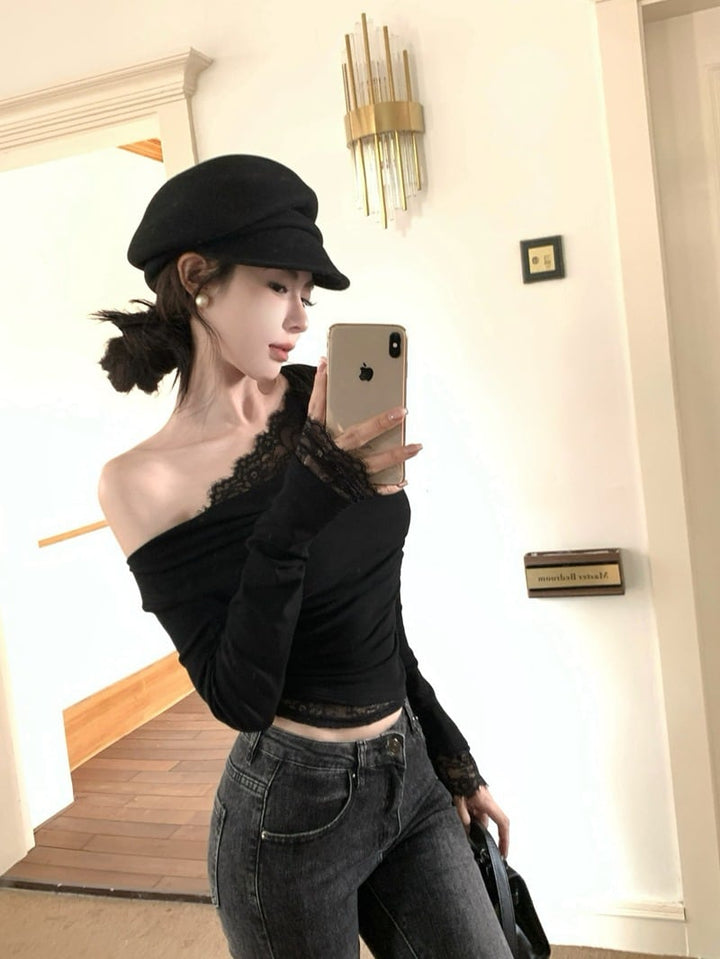 【tops】レース切り替えトップス　M28268