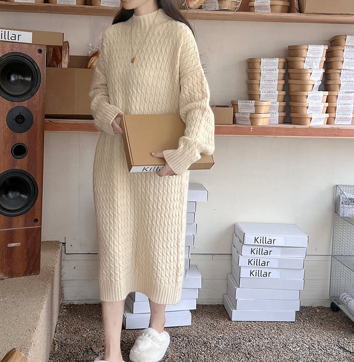 【dress】無地ニットワンピース　M18235