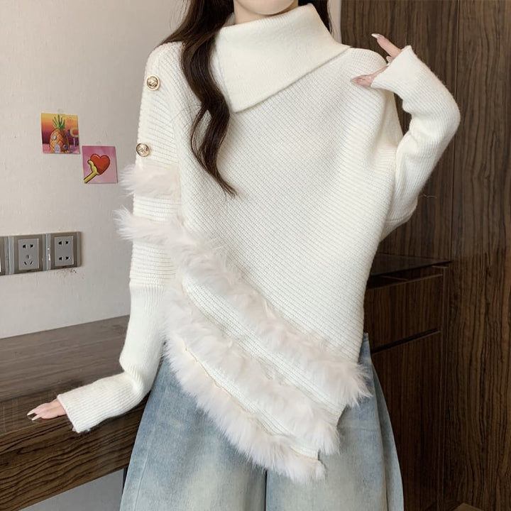 【tops】ファードッキングニットトップス Q7179