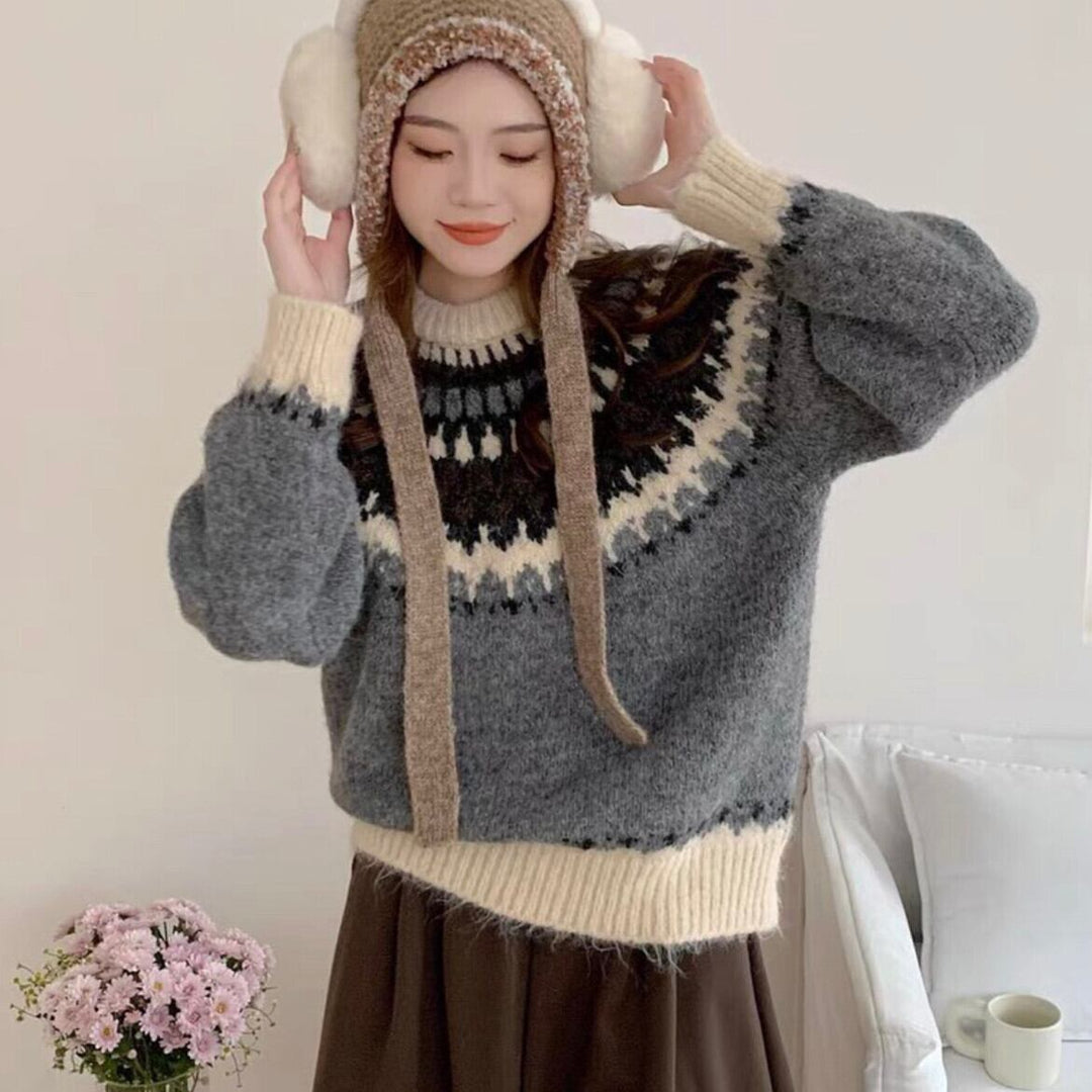 【tops】ジャカードニットセーター　M27874
