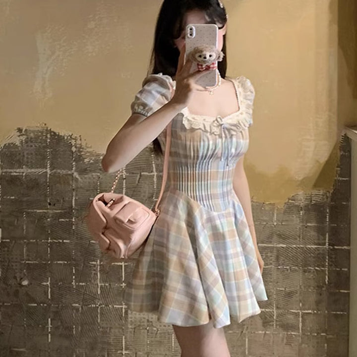 【dress】チェック柄ワンピース　M24323