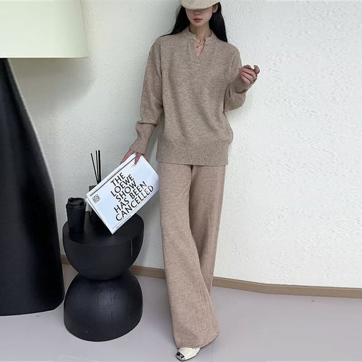 【set】ニットセーター+ワイドパンツセット　M26766
