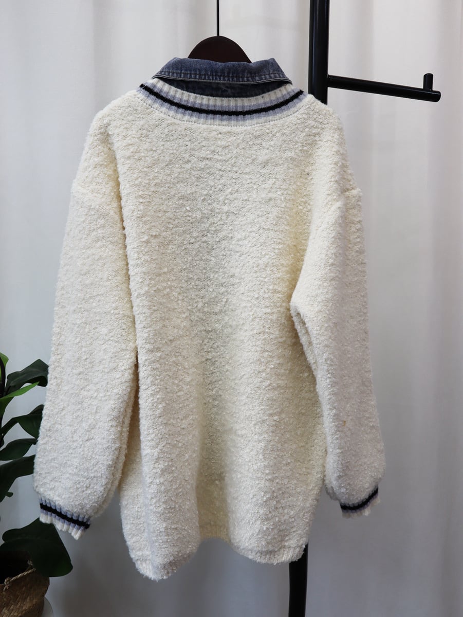 【outer】デニムドッキングニットカーデ　M18067