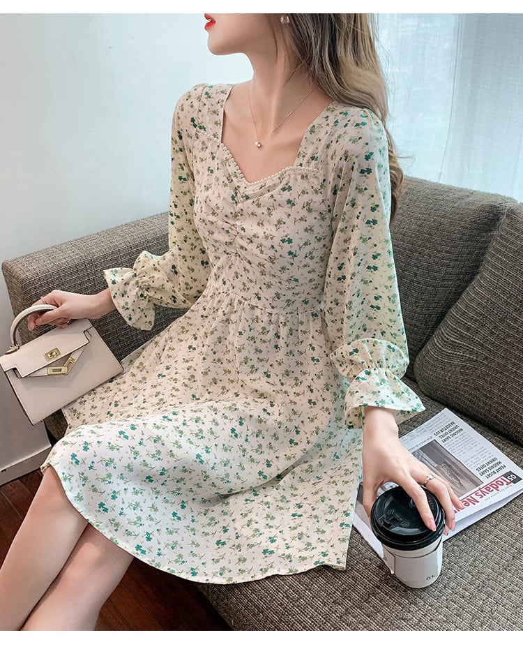 【dress】好感度UP一目惚れ清新花柄ワンピースオシャレ　M17068
