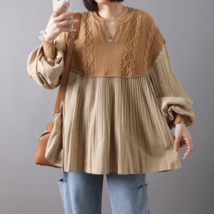 【tops】ニット切り替えトップス　M26842