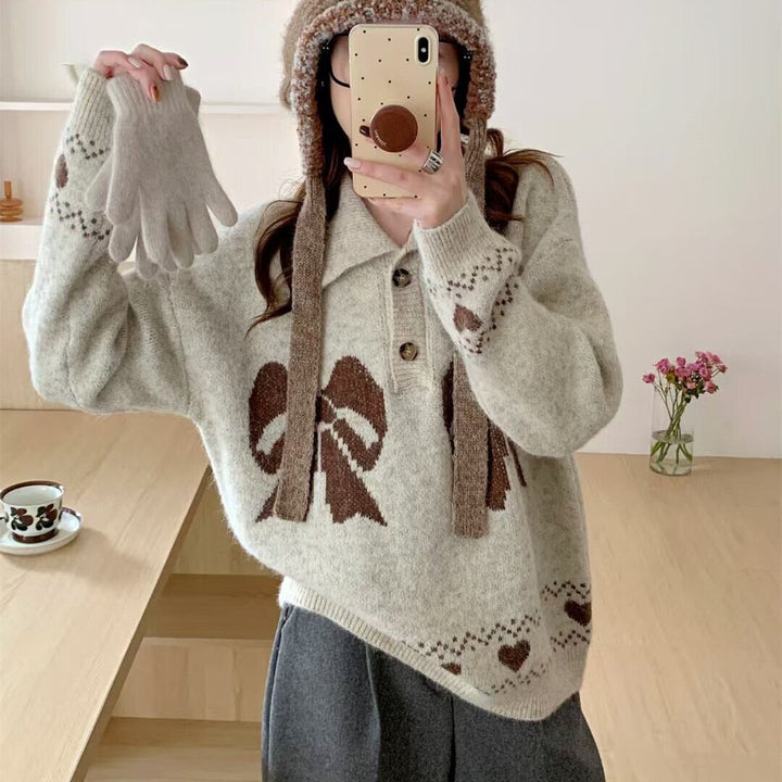 【tops】ジャカードニットセーター　M28818