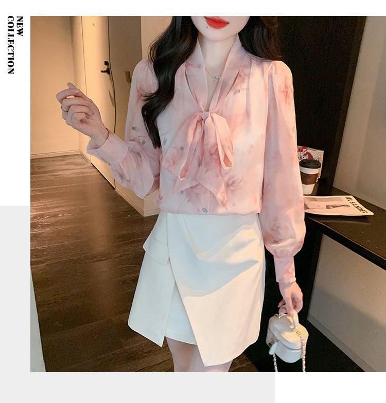 【tops】リボン付きシャツトップス　M21687