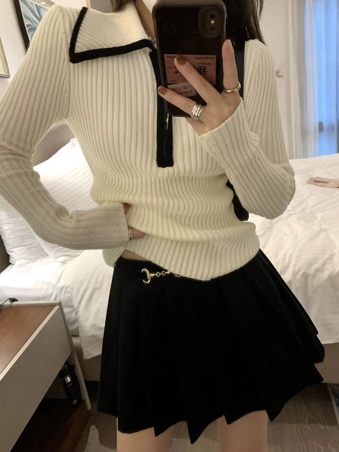 【tops】ファスナーニットトップス　M26552