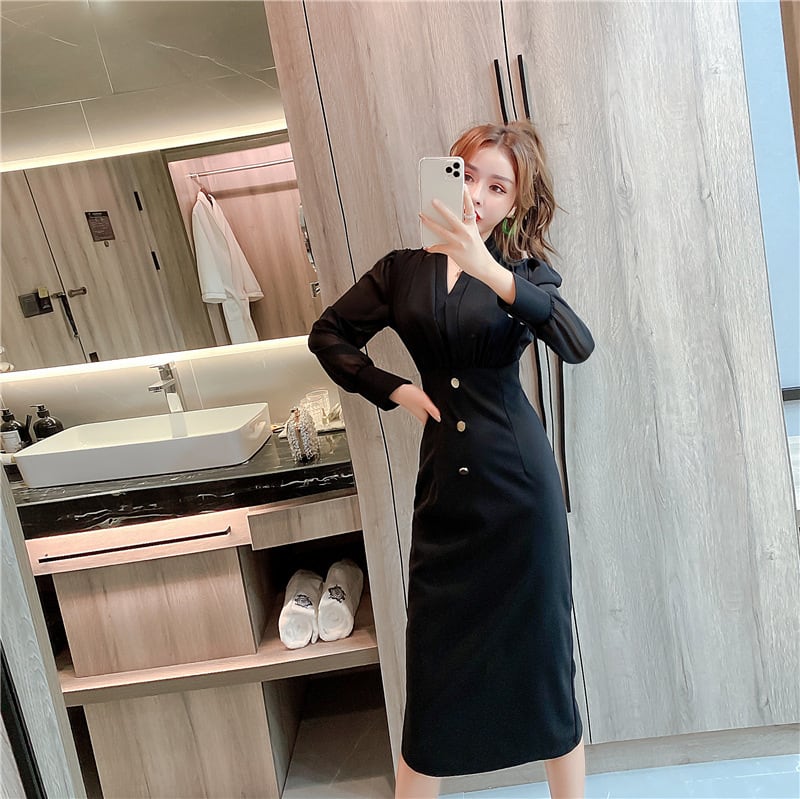 【dress】知的で品の良い♡エレガント切り替えワンピース　M17019