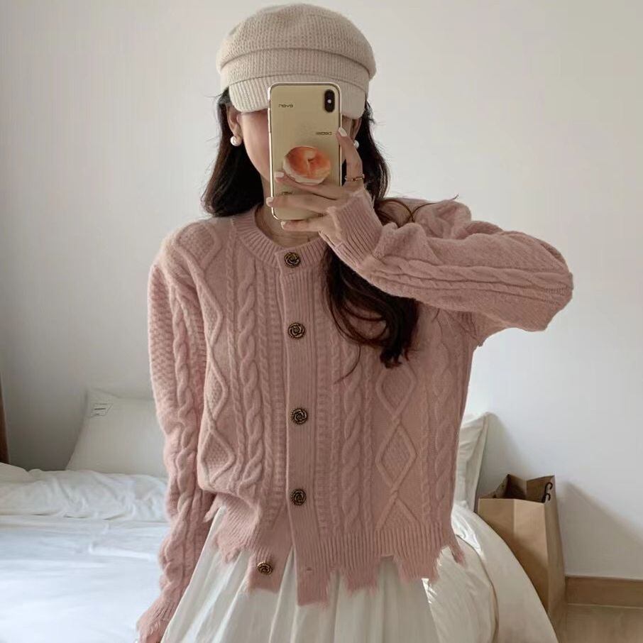 【outer】不規則 イレギュラーニットカーデ　M18193