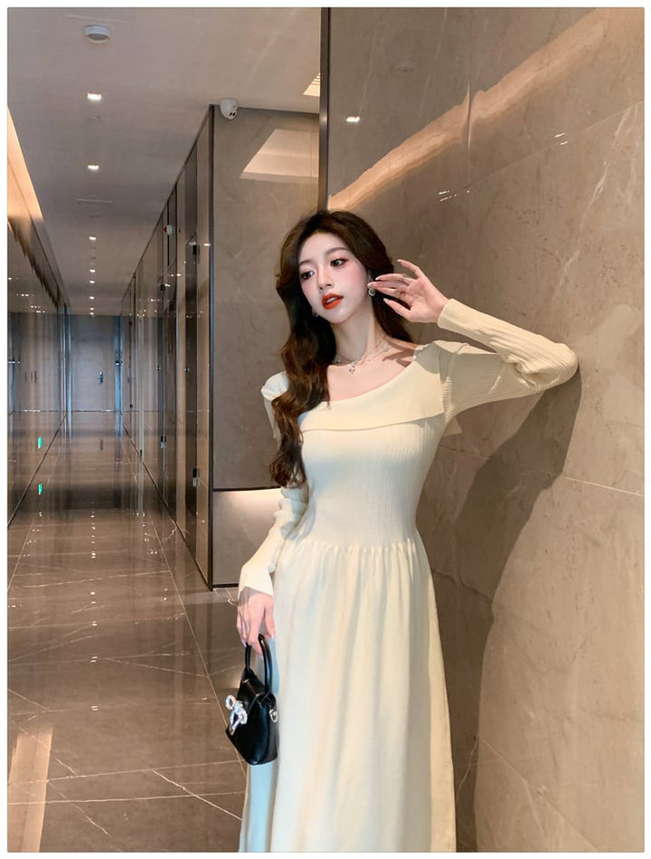 【dress】無地ニットワンピース　M17975