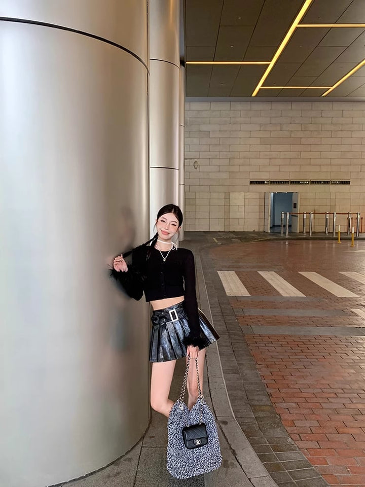 【outer】袖ファーニットカーデ　M18079