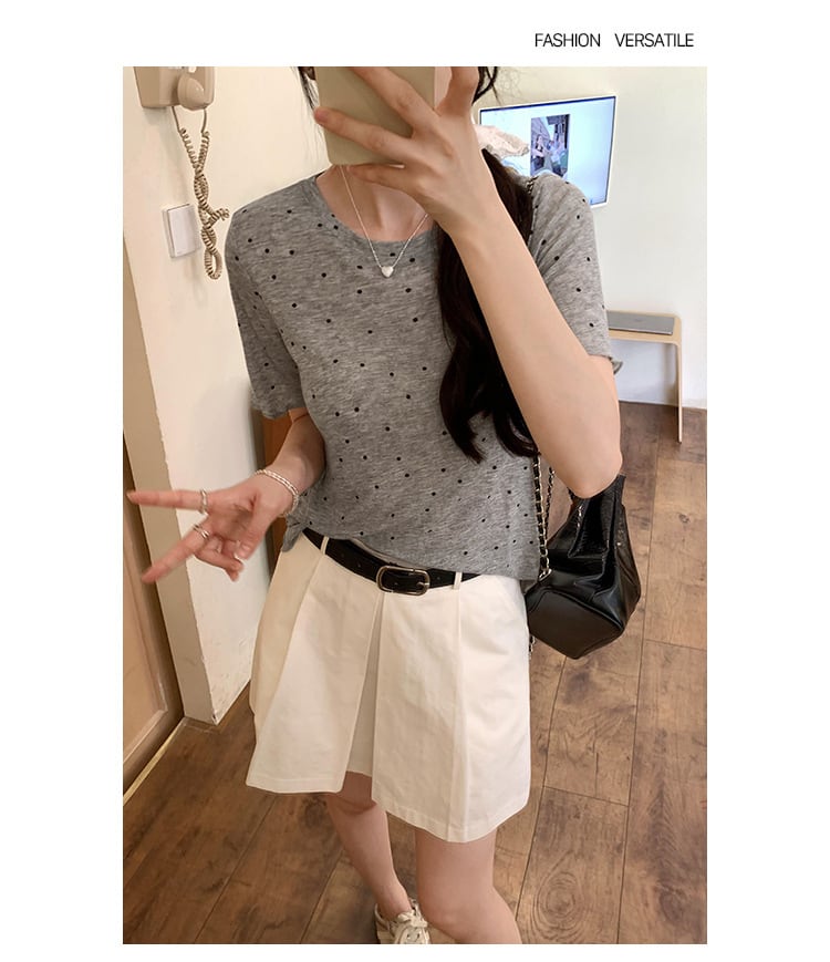 【tops】ドット柄Tシャツ　M24822