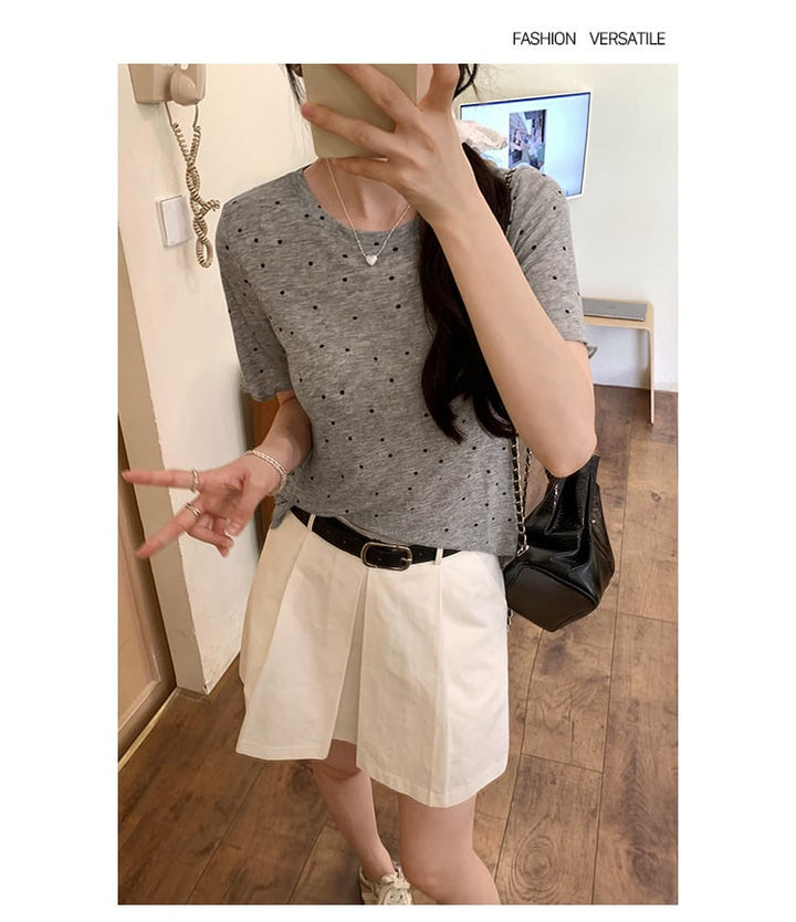 【tops】ドット柄Tシャツ　M24822