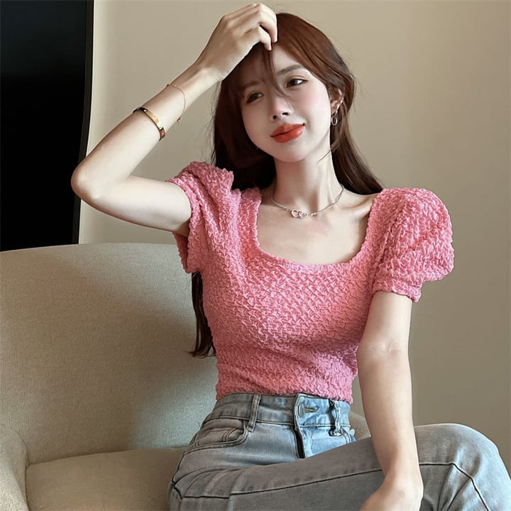 【tops】パフスリーブTシャツ　M25094