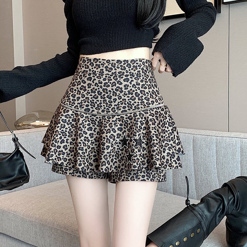 【bottoms】ヒョウ柄キュロットパンツ　M26580