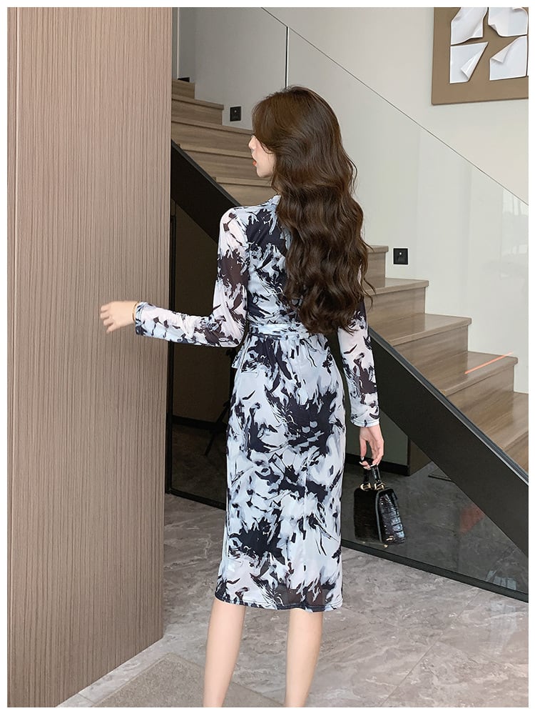 【dress】女子力アップエレガントVネックワンピース　M17432