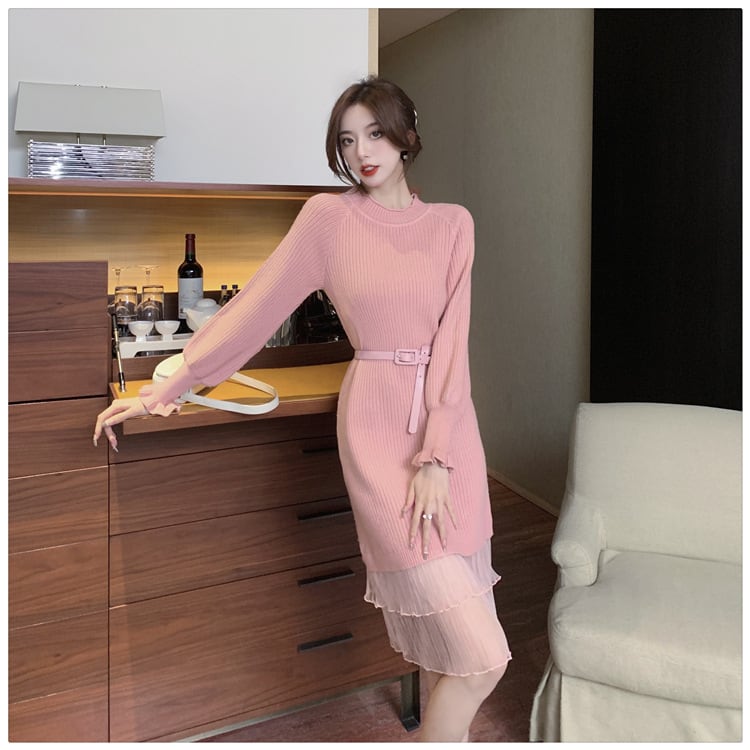 【dress】ドッキングニットワンピース　M18136