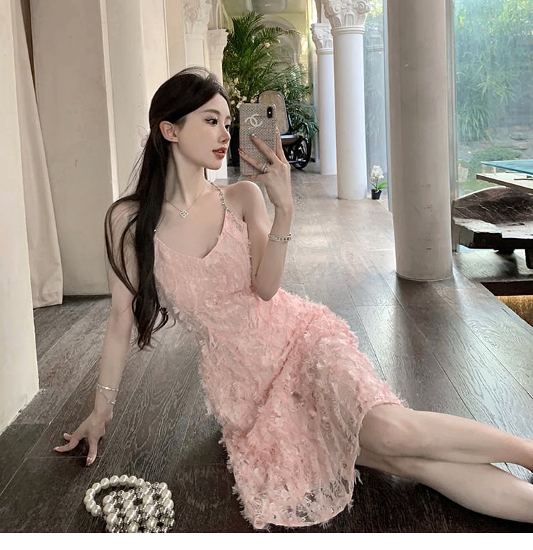 【dress】細身効果抜群♪スウィートキャミワンピース　M16927