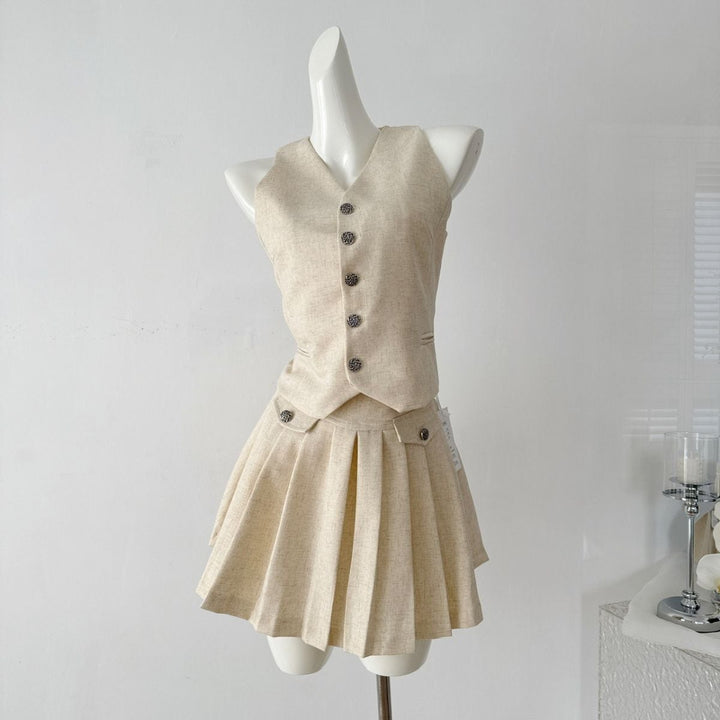 【set】ジレ×プリーツスカートセット　M24398