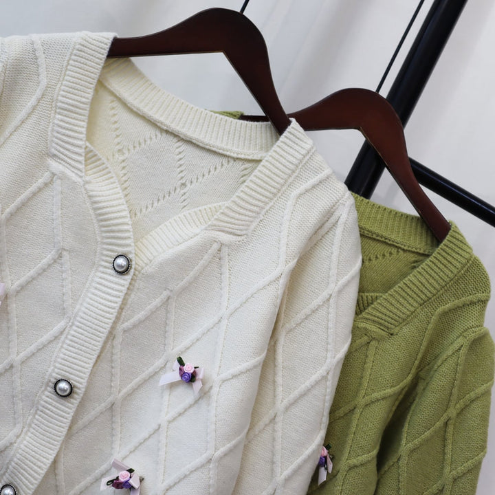 【outer】ボタンデザインニットカーデ　M18178