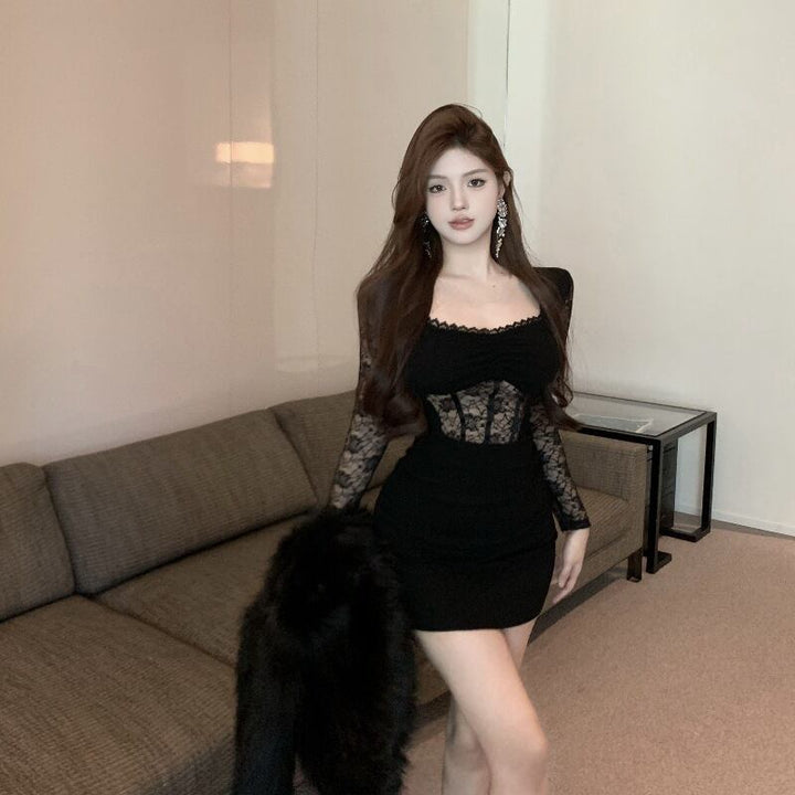 【dress】レース切り替えワンピース　M29606