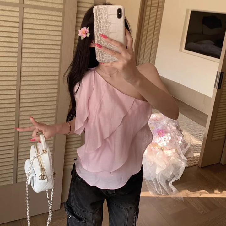 【tops】ワンショルダーフリルトップス Q8329