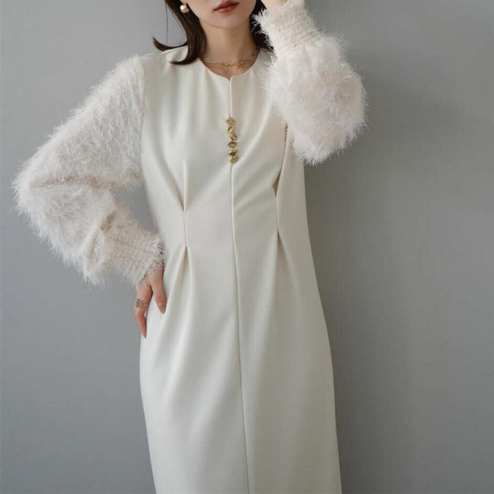 【dress】Ⅴネックドッキングワンピース　N2965