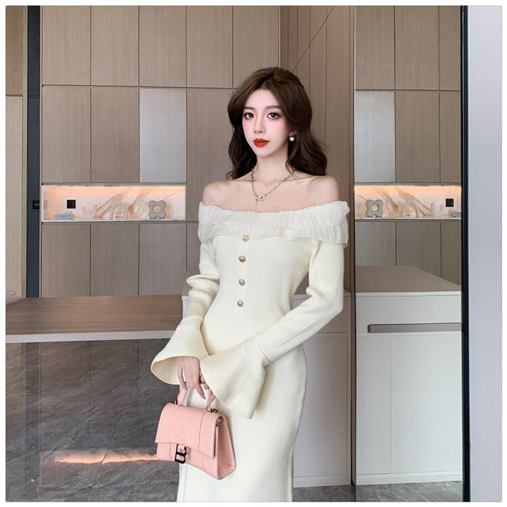 【dress】フリルニットワンピース　M18534