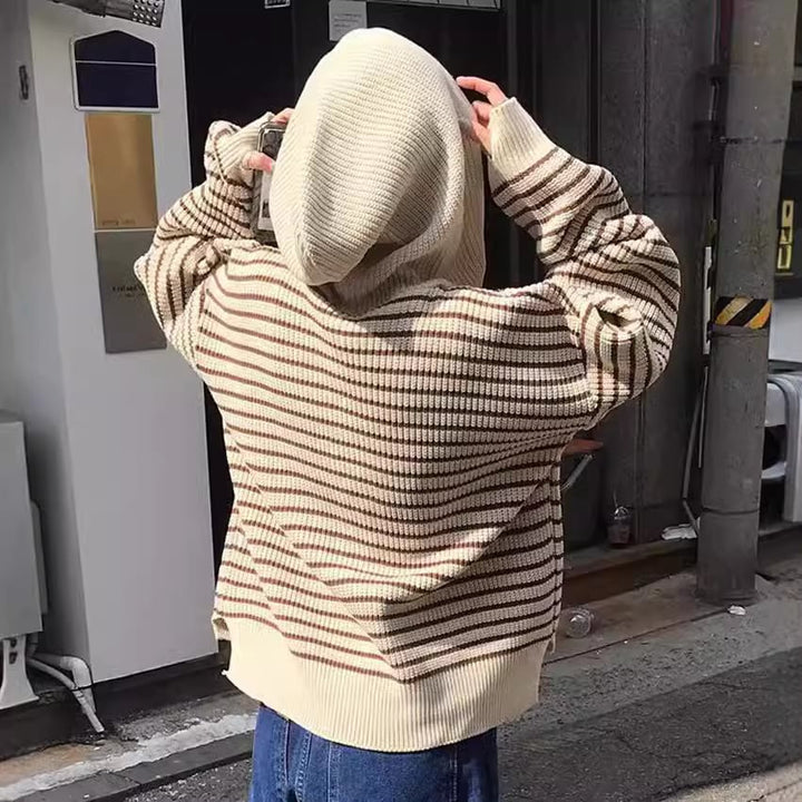 【outer】ボーダー柄ニットカーデ　M25935
