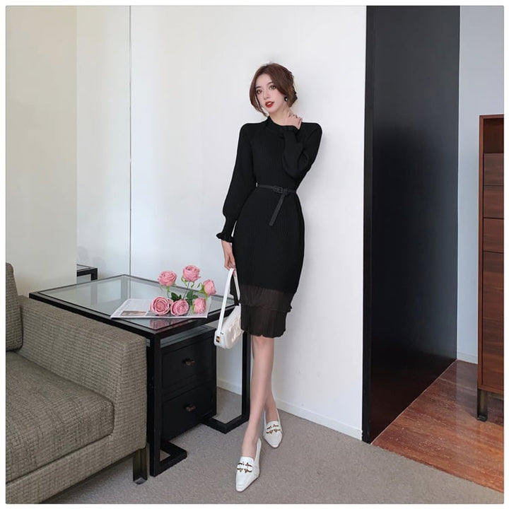 【dress】ドッキングニットワンピース　M18136