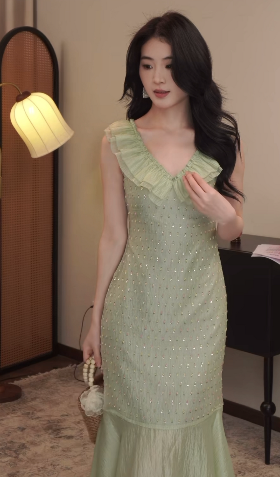 【dress】スパンコール付きマーメイドワンピース　N2987