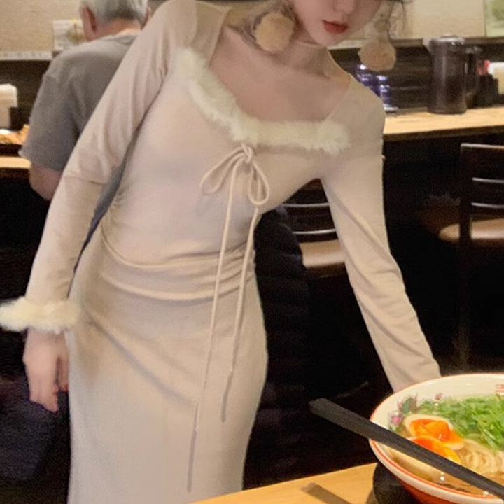 【dress】ファーマーメイドニットワンピース　M28482