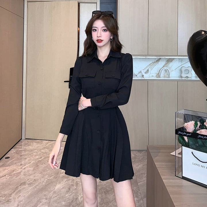 【dress】着回し最強肌触りいい シャツワンピース着瘦せ　M17241