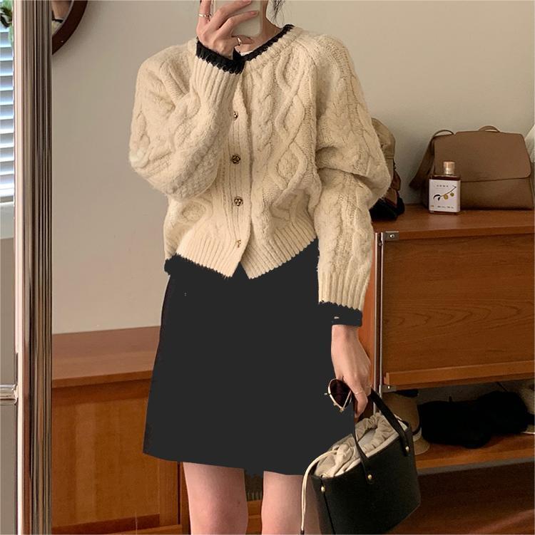【outer】クルーネックニットカーデ　M18147