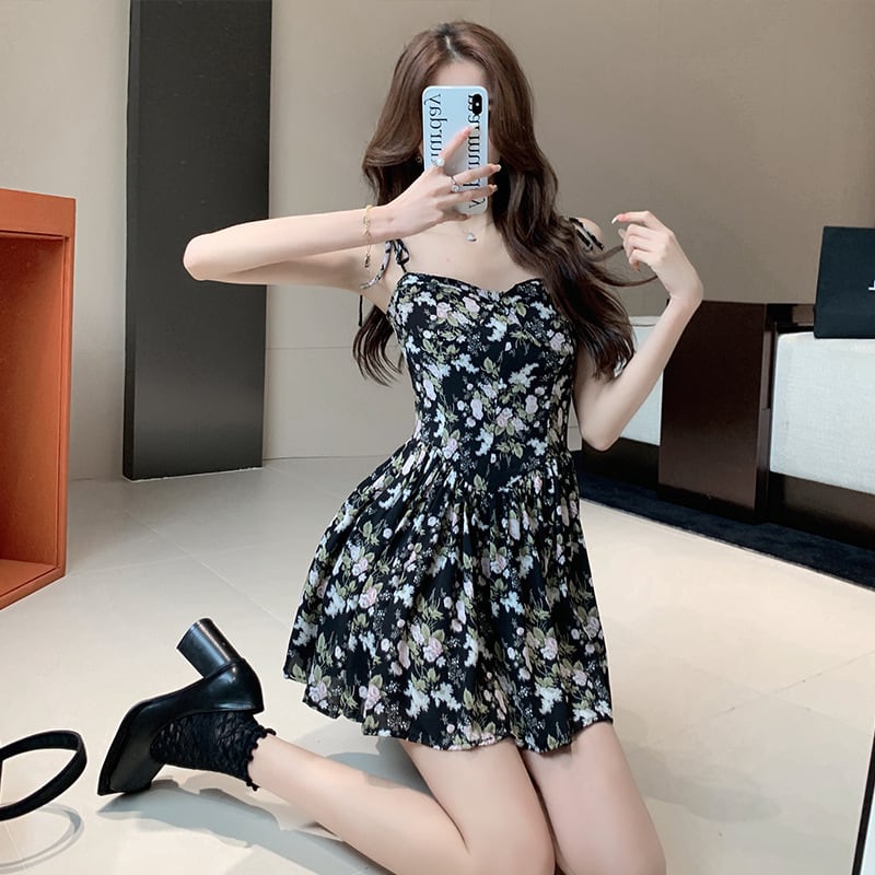 【dress】細身効果抜群♪花柄キャミワンピースオシャレ　M17224