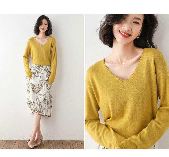【tops】Vネックニットプルオーバー　M19161