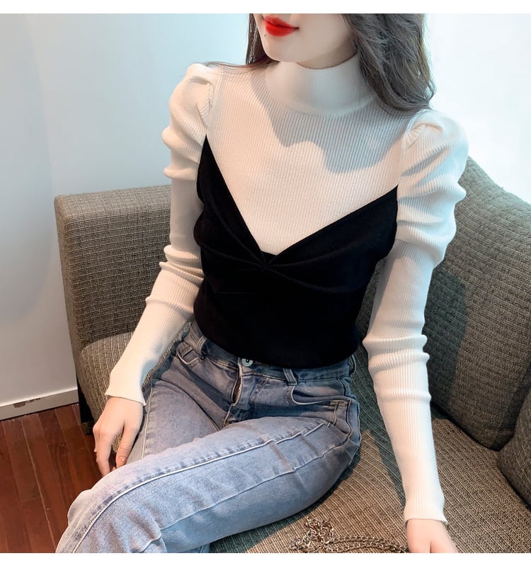 【tops】切り替えニットトップス　M26141