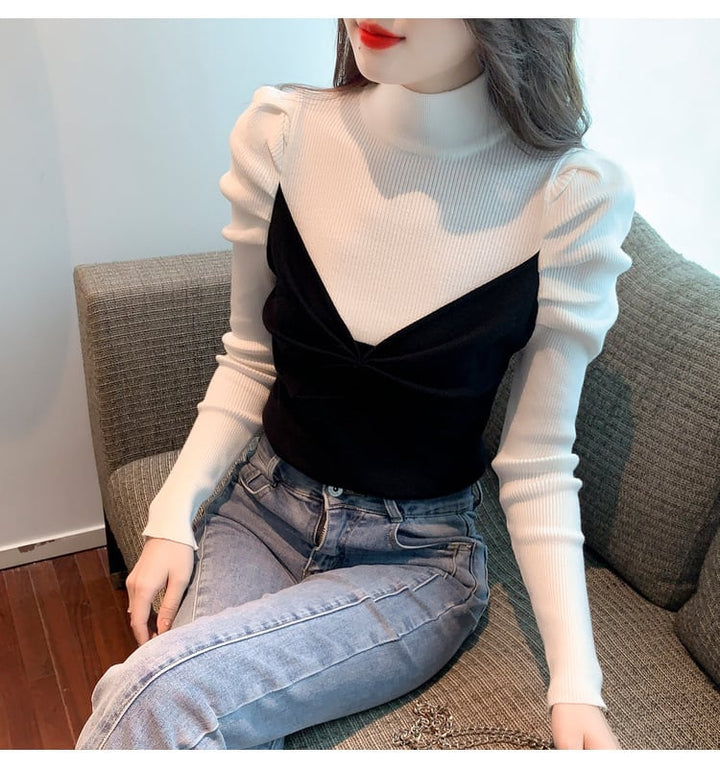 【tops】切り替えニットトップス　M26141