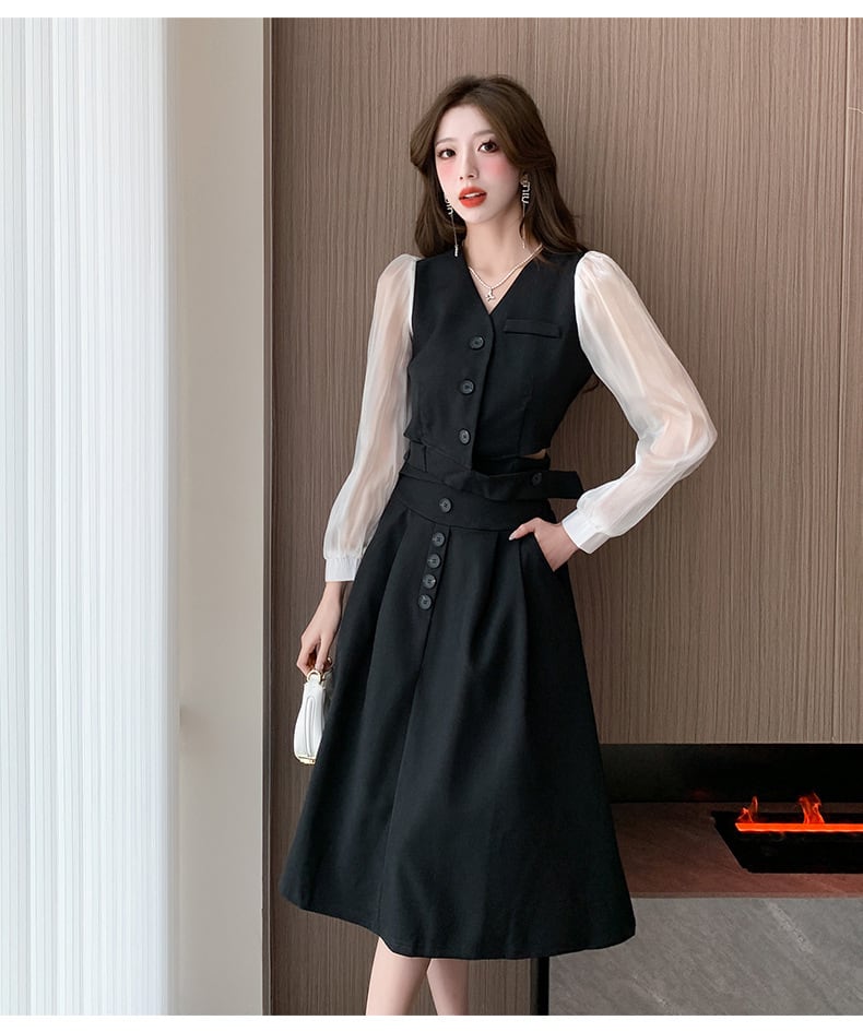 【dress】女子力アップエレガントデーワンピース着瘦せ　M17315