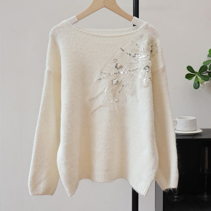 【tops】スパンコール付きニットトップス Q7194
