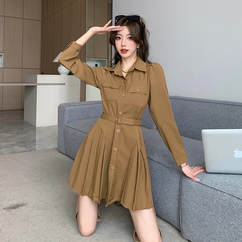【dress】着回し最強肌触りいい シャツワンピース着瘦せ　M17241