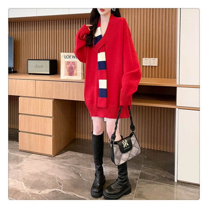 【tops】ドッキングニットセーター　M19326
